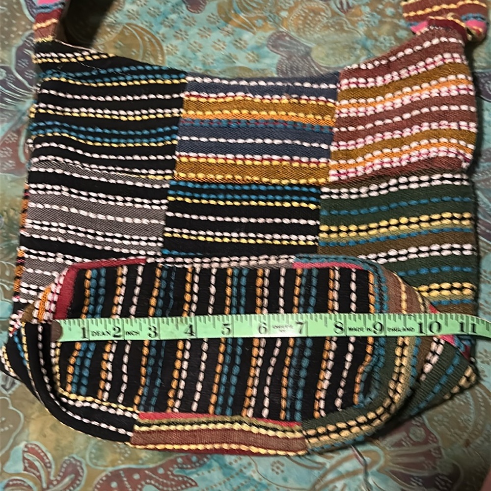 Multicolor Cotton Patchwork Crossbody Shoulder Bag - image 7